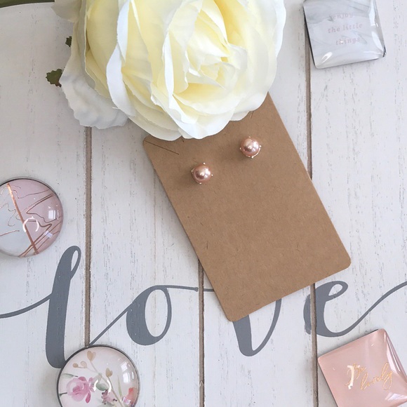 Jewelry - ✨2/$20 Silver-Toned Pink Pearl Stud Earrings